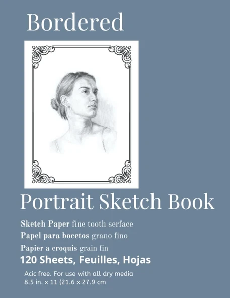 Bordered Sketch Book (Portraits): Ideal For Drawing Individual Portraits Or Sketching Within A Border ürün görseli 1