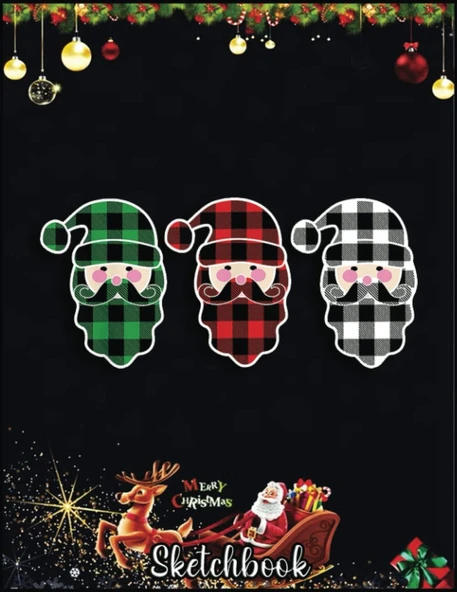 Christmas Sketch Book: Buffalo Plaid Santa Christmas With Hat And Beard Gifts, 120 Pages Help You Your Ideas Size 8.5 X 11 Inches Sketchbook ürün görseli 1