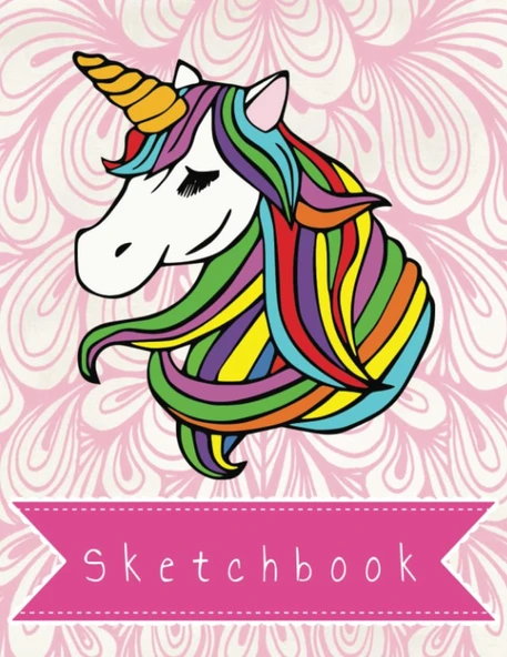 Sketchbook: Cute Unicorn For Girls, 110 Pages, 8.5" X 11", For Drawing, Sketching, ürün görseli 1
