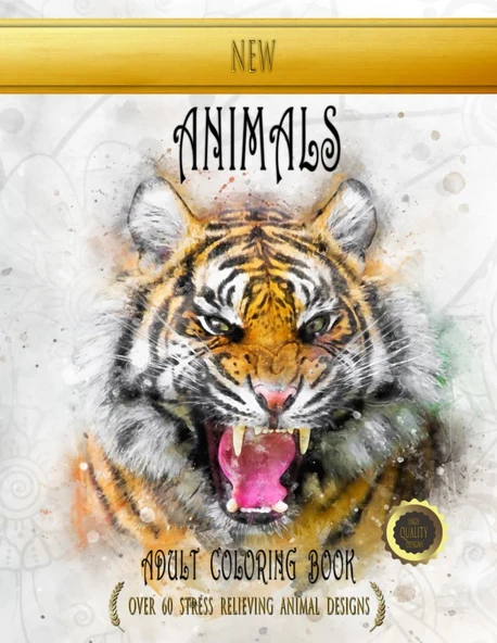 Animals Adult Coloring Book: Stress Relieving Designs Mandalas, Flowers, Paisley Patterns & More: Coloring Book For Adults.: Over 60 Cute, Loving And ... (Mandala & Zentangle Animals Coloring Books). ürün görseli 1
