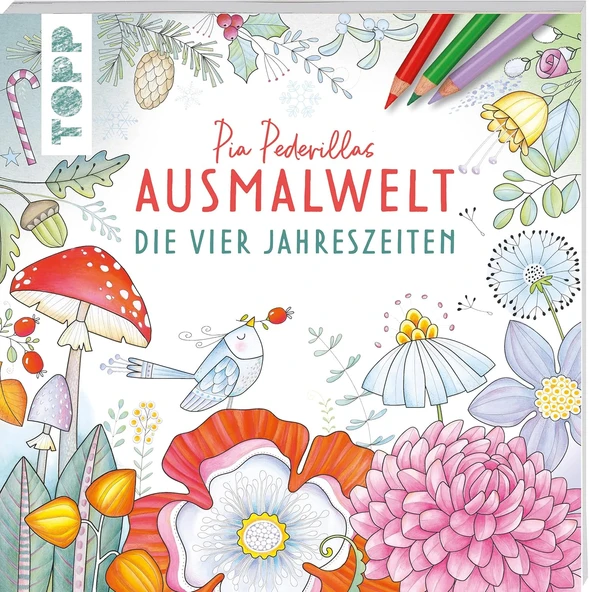 Pia Pedevillas Ausmalwelt - Die Vier Jahreszeiten: Ausmalen & Entspannen ürün görseli 1