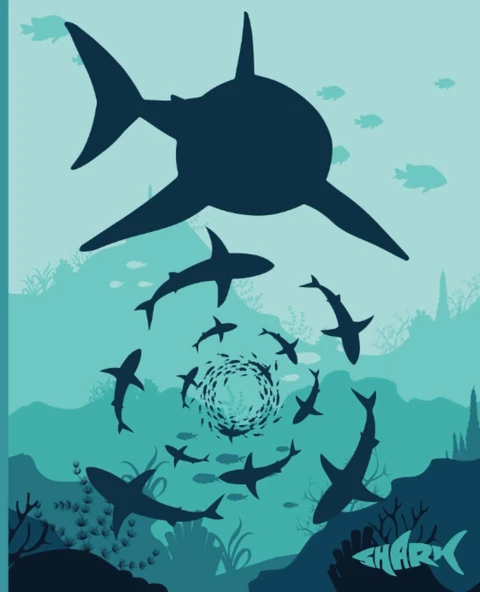 Independently Published Fun Shark Sketch/Doodle Book 7.5"X9.25" | Blank Interior Pages 120 Pages | Great For Boys, Girls, Shark Lovers, Adults ürün görseli 1