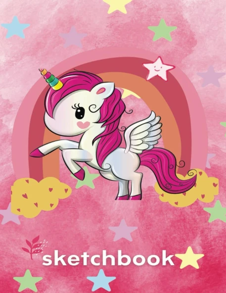 Independently Published Sketchbook: Unicorn And Rainbow Illustrated Cover For Girls, 102 Pages, 8.5" X 11", For Drawing, Doodling, Writing And Sketching..Paperback ürün görseli 1