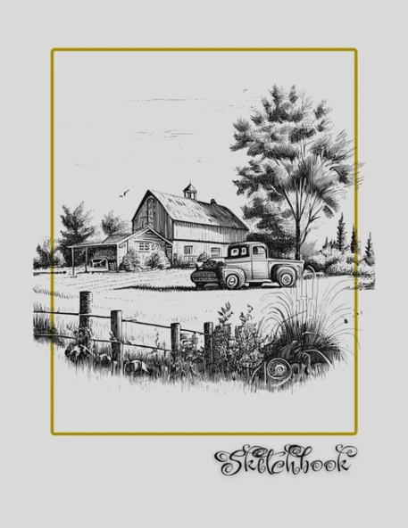 Sketchbook: Barn Truck Scene, Large 8.5" X 11", 110 Pages, Perfect For Everyone, Crayons, Pencils, Drawing And Sketching ürün görseli 1