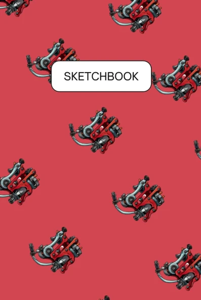 Inked Artistry Sketchbook - Tattoo Gun Sketchpad - Hardcover - Plain / Blank Pages ürün görseli 1