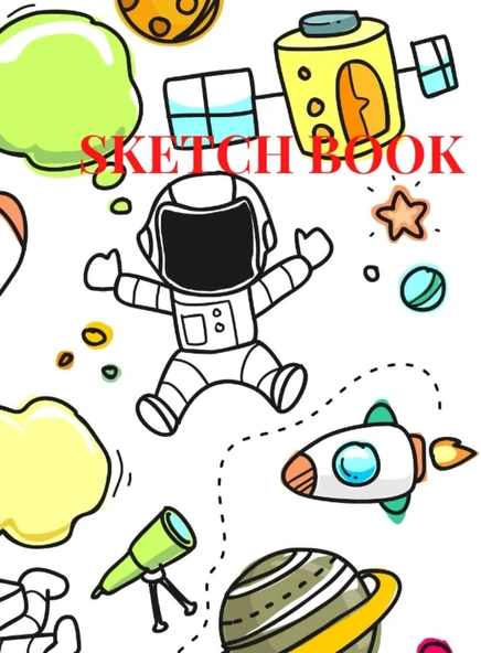 Independently Published Doodle Astronuat-A4 Sketch Book For Artists, Students & Kids Cover Drawing Copy For Sketching, Colouring & Painting 120 Pages ürün görseli 1