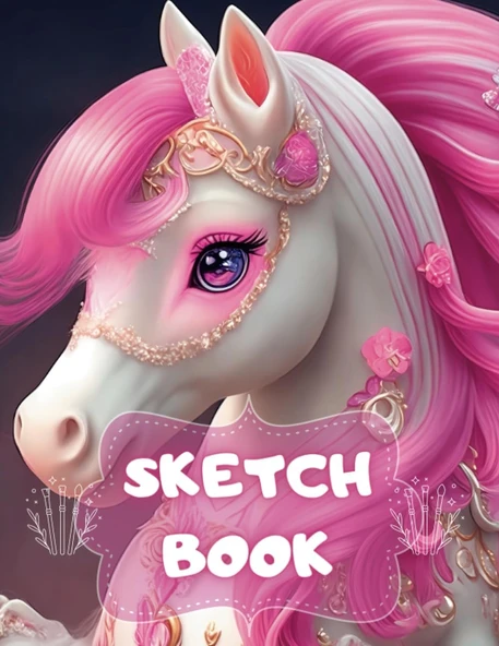 Sketch Book: Notebook For Painting, Writing, Drawing Or Doodling, 120 Pages, 8.5X11, Pink Pony Cover ürün görseli 1