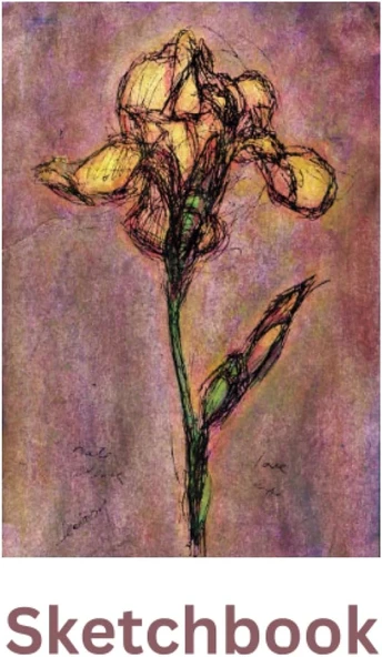 Floral Sketchbook - Gold Iris: Sketchbook With A Gold Iris On The Cover, 120 Blank Pages To Draw On. Ideal For Children And Adults ürün görseli 1