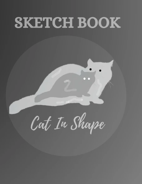Cat In Shape Sketchbook With 120 Pages For Artist (Drawing, Sketching, Painting), 8.5"X11" In Black Theme. ürün görseli 1