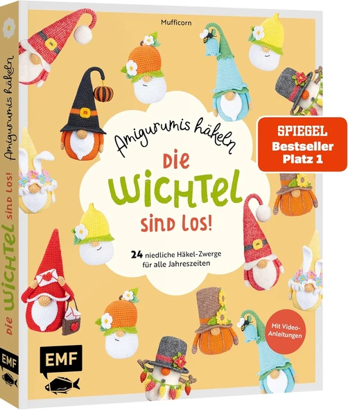 Die Wichtel Sind Los! - Amigurumis Häkeln: 24 Niedliche Häkel-Zwerge Für Alle Jahreszeiten Und Feiertage: Frühling, Sommer, Herbst, Winter, Valentinstag, Halloween, Ostern, Weihnachten & Co. ürün görseli 1