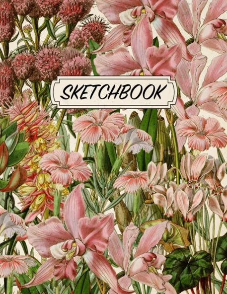 Floral Sketchbook: Large Blank Paper Drawing Notebook For Art, Doodling, And Designing | Pastel Flower Sketching Journal For Adults And Kids| 100 Pages 8.5"X11" ürün görseli 1