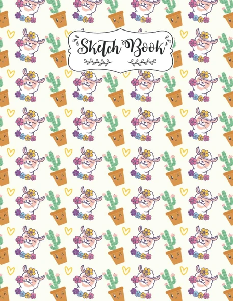 Pattern Llama Cactus And Floral Sketchbook: A Blank Pages Reverse Color Alpaca Sketch Book For Kids, Teen School And College Students Awesome Birthday Gift For Kids, Women, Girls Llamazing Draw ürün görseli 1