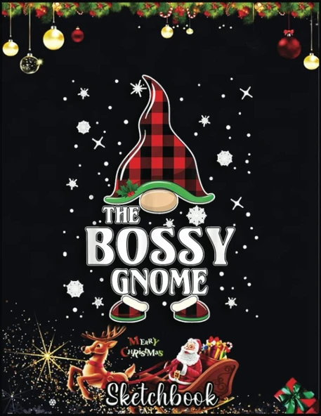 Christmas Sketch Book: Bossy Gnome Buffalo Plaid Matching Christmas, 120 Pages Help You Your Ideas Size 8.5 X 11 Inches ürün görseli 1