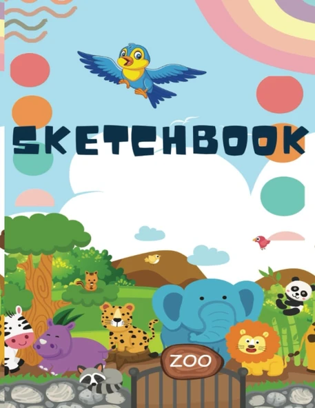 Independently Published Sketchbook: Colorful Animals Cover For Kids, 102 Pages, 8.5" X 11", For Drawing, Doodling, Writing And Sketching, Paperback ürün görseli 1