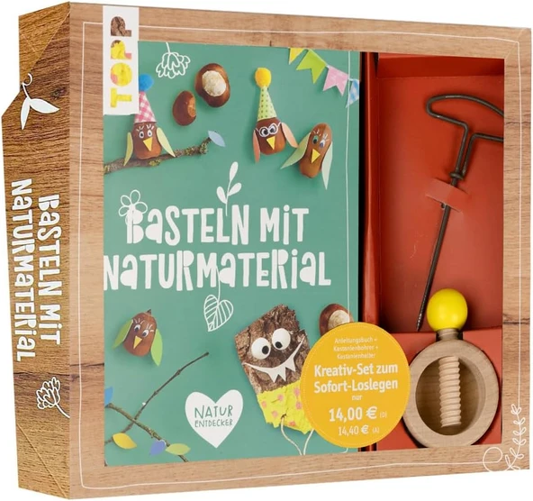 Kreativ-Set Basteln Mit Naturmaterial: Buch Mit Grundlagen Und Bastelideen Sowie Kastanienhalter Und Kastanienbohrer (Buch Material) (Kreativ-Sets) ürün görseli 1