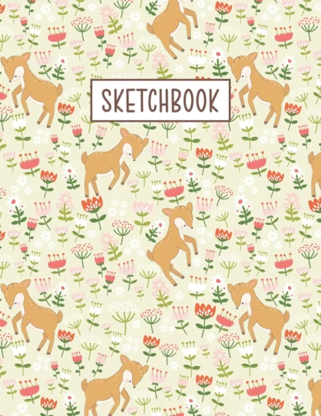 Independently Published Sketchbook: Cute Deer Pattern Sketchbook For Daughters, Girls, Children - Large 8.5'' X 11'' (Blank Drawing Book For Drawing, Sketching, Doodling, Arts Class) ürün görseli 1
