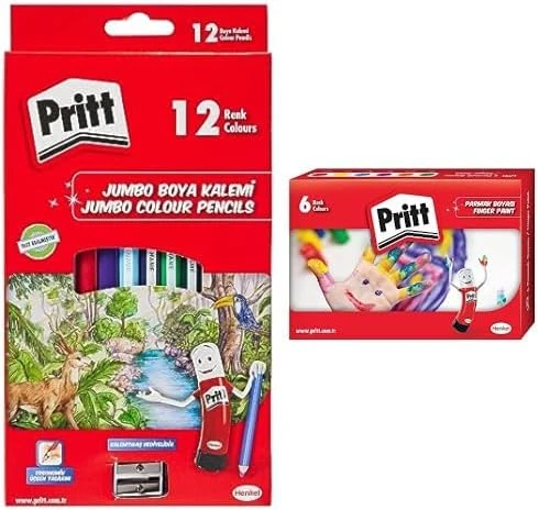 Pritt 12'Li Kuru Boya + 6'Lı Parmak Boyası ürün görseli 1