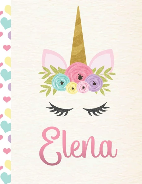 Elena: Personalized Unicorn Sketchbook For Girls With Pink Spanish/Mexican/Latina Name - 8.5X11 110 Pages. Doodle, Draw, Sketch, Create! ürün görseli 1