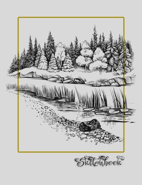 Sketchbook: River Scene, Large 8.5" X 11", 110 Pages, Perfect For Everyone, Crayons, Pencils, Drawing And Sketching ürün görseli 1