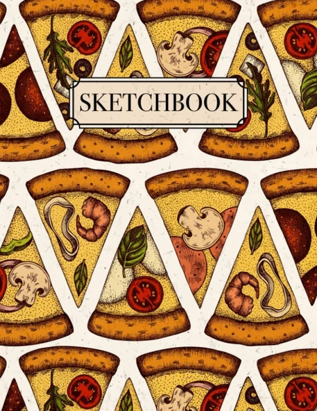 Pizza Sketchbook: Journal For Artist Drawing Blank Paper Pad 8.5" X 11" - Notebook 100 Pages Blank Paper Book For Sketching Painting Doodling Books | Large Unlined Sketch Book Cover ürün görseli 1