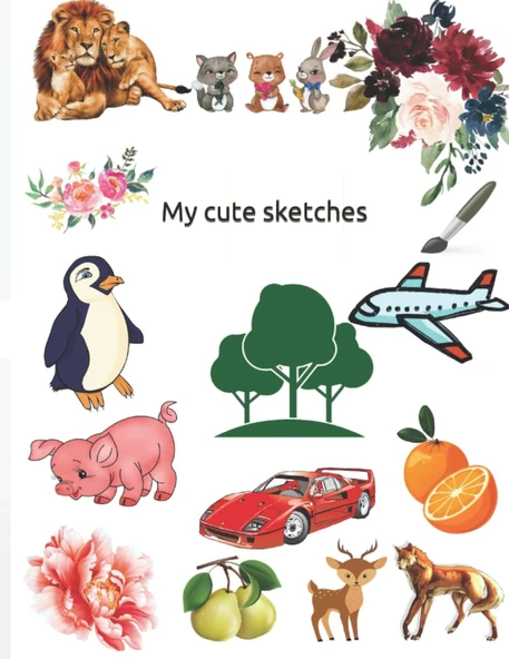 My Cute Sketches: Coloring Book : A Large Journal With Sketches In Black And White, For Painting And Coloring At School, Class And Home! 50 Pages, 8.5X11 Inch ürün görseli 1