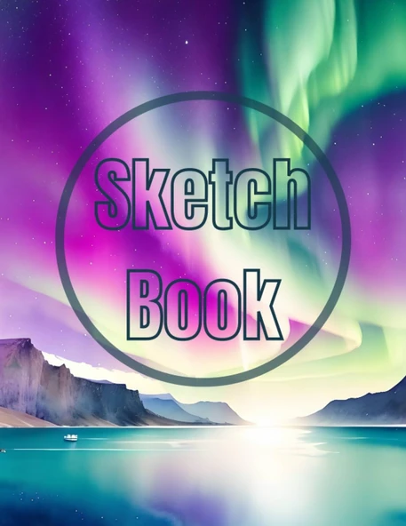 Sketch Book: Watercolor The Aurora Lights Over The Sea View Cover Page Sketchbook Blank Paper Pad 8.5" X 11" - 120 Pages Blank Paper ... Unlined Journal Cover Sketchbooks ürün görseli 1