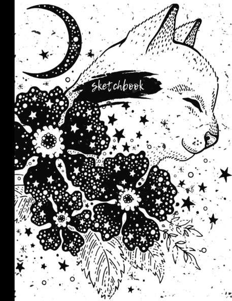 Independently Published Celestial Cats: Black And White Cat Journal And Sketch Book For Cat Lovers With Moon And Stars For Drawing, Sketching, Journaling, Doodling, Painting, Who Loves To Draw Art, L ürün görseli 1