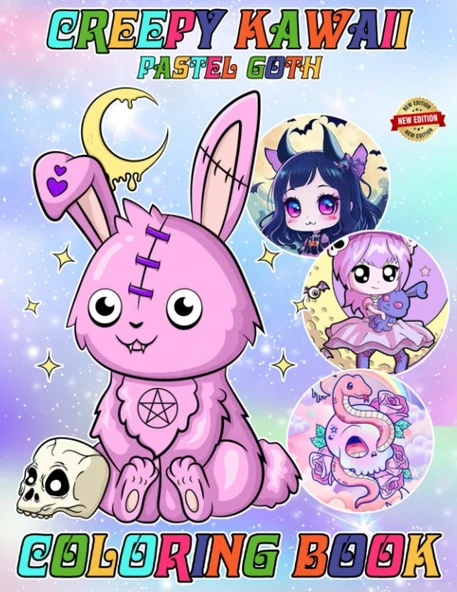 Independently Published Creepy Kawaii Pastel Goth Colouring Book Halloween Spooky Kawaii: With 50+ Beautiful And Unique Designs For All Fans. Coloring Book For Kids Age 4-8,8-12, Teens, And Adults. ( ürün görseli 1