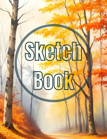 Sketch Book: Watercolor Autumn In The Forest View Cover Page Sketchbook Blank Paper Pad 8.5" X 11" - 120 Pages Blank Paper Book For ... Unlined Journal Cover Sketchbooks ürün görseli 1