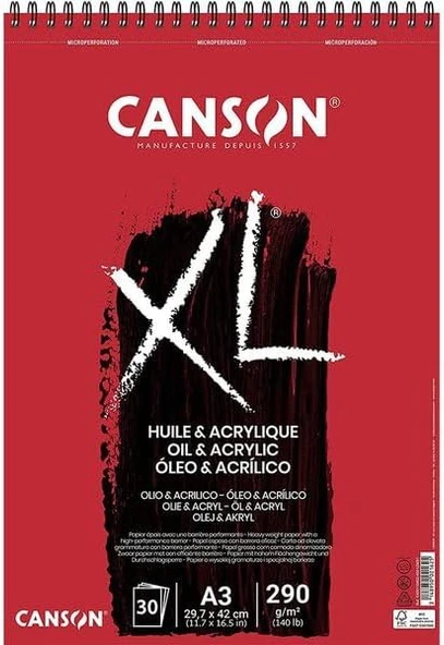 Canson Xl Yağlı Boya Akrilik Spiralli Blok 30F A3 290G - 400110402 ürün görseli 1