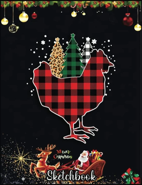 Christmas Sketch Book: Buffalo Plaid Chicken Tree Leopard Christmas, 120 Pages Help You Your Ideas Size 8.5 X 11 Inches Sketchbook ürün görseli 1