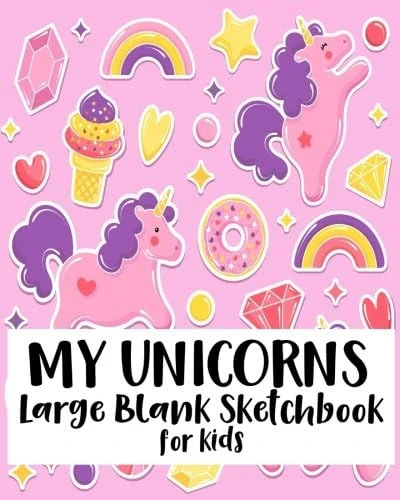 My Unicorns Large Blank Sketchbook For Kids: Blank Drawing Sketchbook Journal For Kids 8X10 100Pages: Volume 6 ürün görseli 1