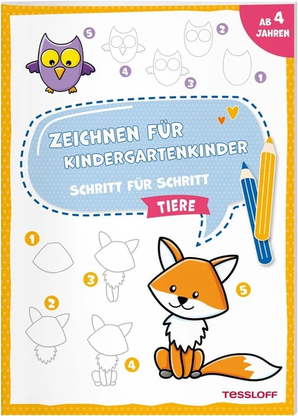Zeichnen Für Kindergartenkinder. Schritt Für Schritt. Tiere: Für Ab 4 Jahren ürün görseli 1