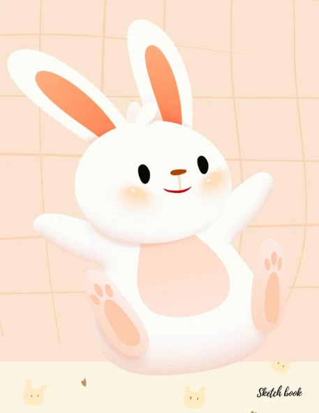 Sketch Book: (Cute Bunny Cute Orange Pattern Cover) 8.5 X 11 Inches 110 Pages, Blank Unlined Paper For Sketching, Drawing , Whiting , Journaling & Doodling ürün görseli 1