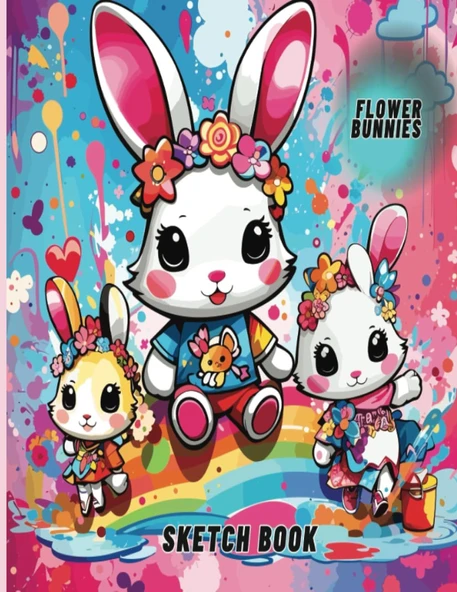 Independently Published Flower Bunnies: Flower Bunnies Large Blank Sketchbook For Girls, 110 Pages, 8.5" X 11", For Drawing, Sketching & Crayon Coloring (Kids Drawing Books),Bunny Sketch Book, Doodle ürün görseli 1
