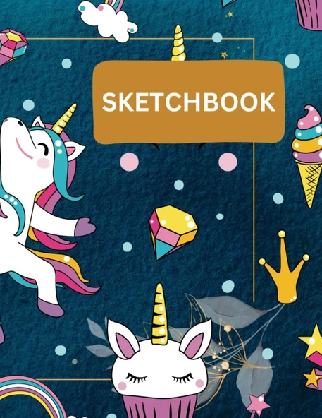 Unicorn Lovers Sketchbook: Draw And Paint,110 Blank Pages,Blank Sketchbook,Sketchbook For Kids. ürün görseli 1