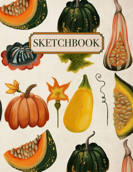 Pumpkin Sketchbook: Large Blank Sketchbook For Kids, Teens And Adults | Perfect For Drawing, Sketching And Creative Doodling | 8.5" X 11", 100 Pages, (Notebook, Workbook, Handbook, Journal) ürün görseli 1