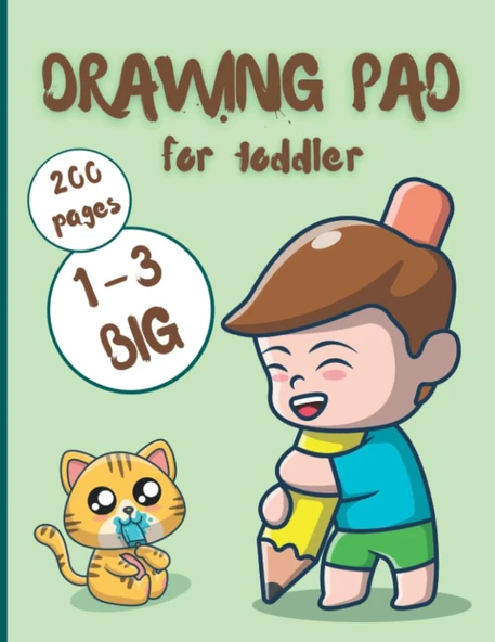 Drawing Pad For Toddlers 1-3 Big: Hours Of Fun At A Very Affordable Price, Remember Your Children'S Drawings! Large Blank Coloring Book 180 Pages ürün görseli 1