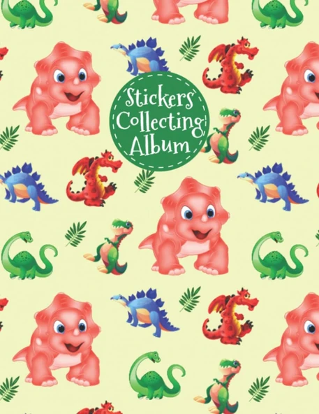 Independently Published Stickers Collecting Album: Ultimate Blank Sticker Album Journal For Boys, Girls, Kids And Toddlers Of All Ages, Cute Dinosaurs Pattern Sticker Collecting Book ürün görseli 1
