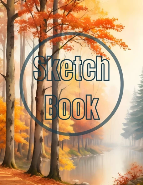 Sketch Book: Watercolor Autumn In The Forest View Cover Page Sketchbook Blank Paper Pad 8.5" X 11" - 120 Pages Blank Paper Book For ... Unlined Journal Cover Sketchbooks ürün görseli 1