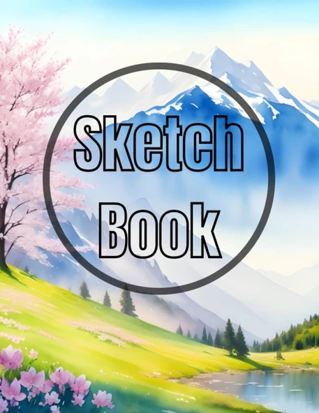 Sketch Book: Watercolor Spring In Mountain Cover Page Sketchbook Blank Paper Pad 8.5" X 11" - Sketchbook 120 Pages Blank Paper Book For ... Unlined Journal Cover Sketchbooks ürün görseli 1