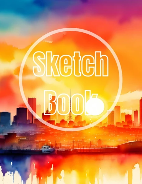 Sketch Book: Watercolor Sunset & City View Cover Page Sketchbook Blank Paper Pad 8.5" X 11" - Sketchbook 120 Pages Blank Paper ... Unlined Journal Cover Sketchbooks ürün görseli 1