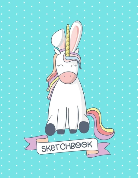 Sketchbook: Easter Unicorn Blank Drawing Paper ürün görseli 1