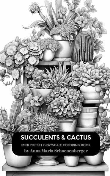 Independently Published Succulents & Cactus Mini Pocket Grayscale Coloring Book ürün görseli 1