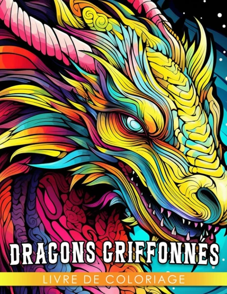 Independently Published Livre De Coloriage De Dragons Griffonnés: Livre De Coloriage Avec De Guerrier Pour Adultes Idéal Pour Offrir Cadeau Pour Anniversaires ... Stress Parfait Pour Amis Copa ürün görseli 1