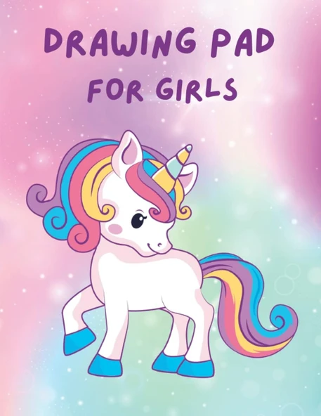 Independently Published Drawing Pads For Girls: Cute Unicorn Drawing Pad For Girls: Blank Paper Sketch Book For Drawing Practice | 132 Pages, 8.5" X 11" | Large Sketchbook For Girls Age 4-12 | Draw P ürün görseli 1