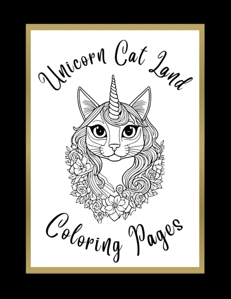 Independently Published Unicorn Cat Land Coloring Pages ürün görseli 1