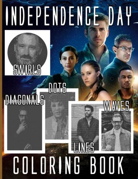 Independence Dots Lines Waves Swirls Diagonals Coloring Book: Activity Lover Gifts The Day Colouring An Adult Books Designs ürün görseli 1