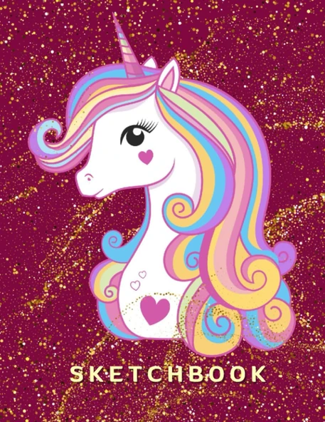 Sketchbook Beautiful Unicorn Lover Glitter Effect: Sketchbook For Writing And Drawing, Painting, Sketching Or Doodling, Large For Girls And Unicorn ... - 120 Pages Glossy Cover (Kids Drawing Books) ürün görseli 1