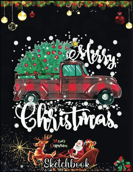 Christmas Sketch Book: Buffalo Plaid Christmas Tree Red Truck Xmas Gift, 120 Pages Help You Your Ideas Size 8.5 X 11 Inches Sketchbook ürün görseli 1
